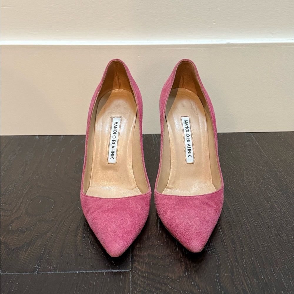 Manolo Blahnik Pink Suede Women's Heels